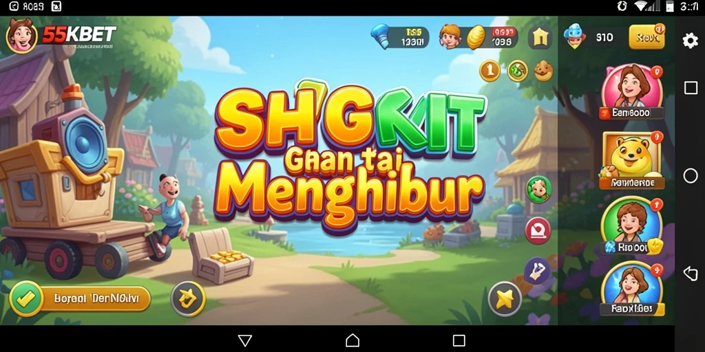 Screenshot menunjukkan gameplay yang menyenangkan dan penuh warna dari 55KBET.