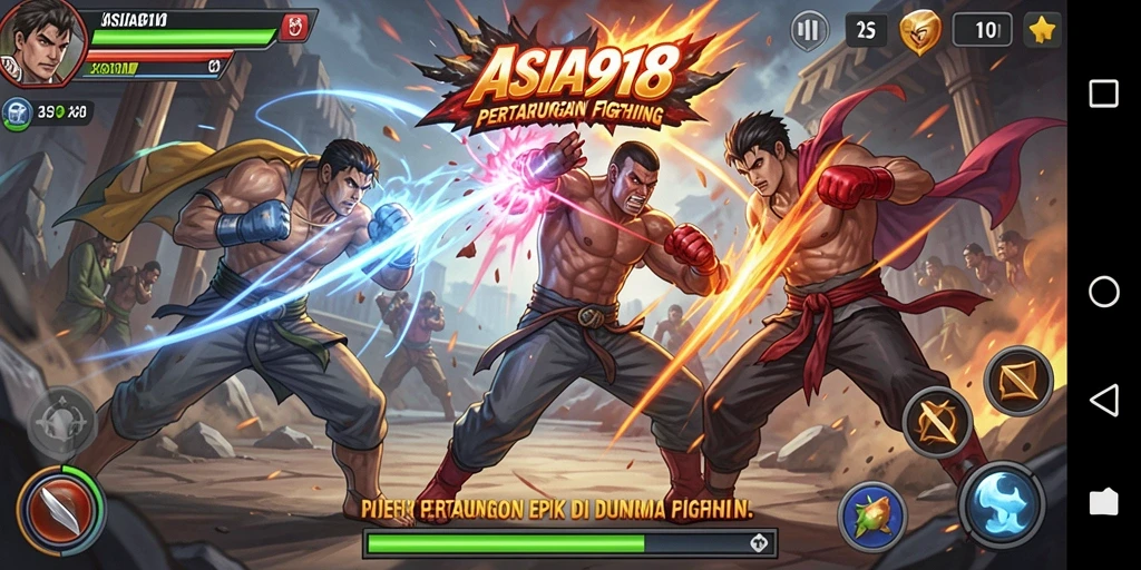 Tampilan screenshot utama ASIA918 yang menampilkan pertarungan yang mendebarkan.