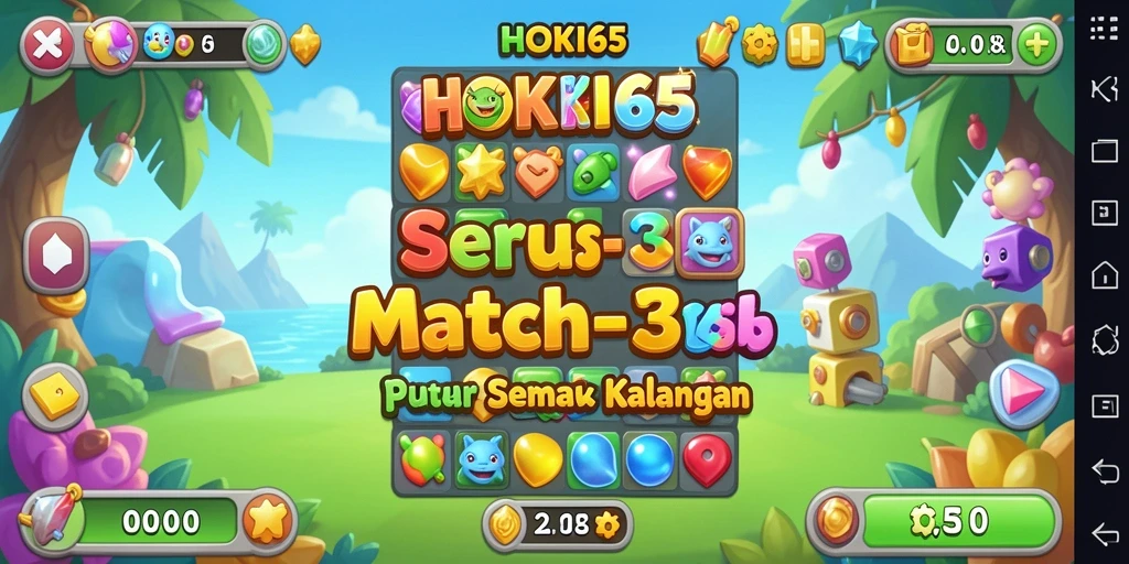 Screenshot gameplay HOKI65 menampilkan aksi seru dan kombinasi warna.