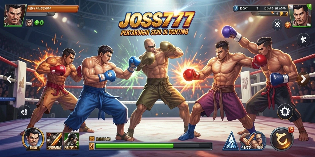 Screenshot menunjukkan aksi pertarungan hebat di JOSS777.