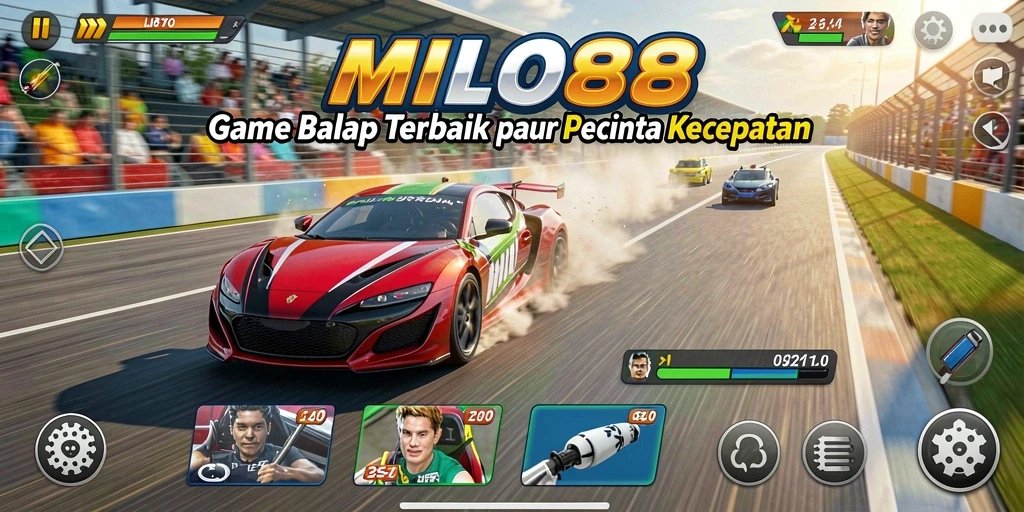 Tampilan gameplay balap yang menegangkan di MILO88.