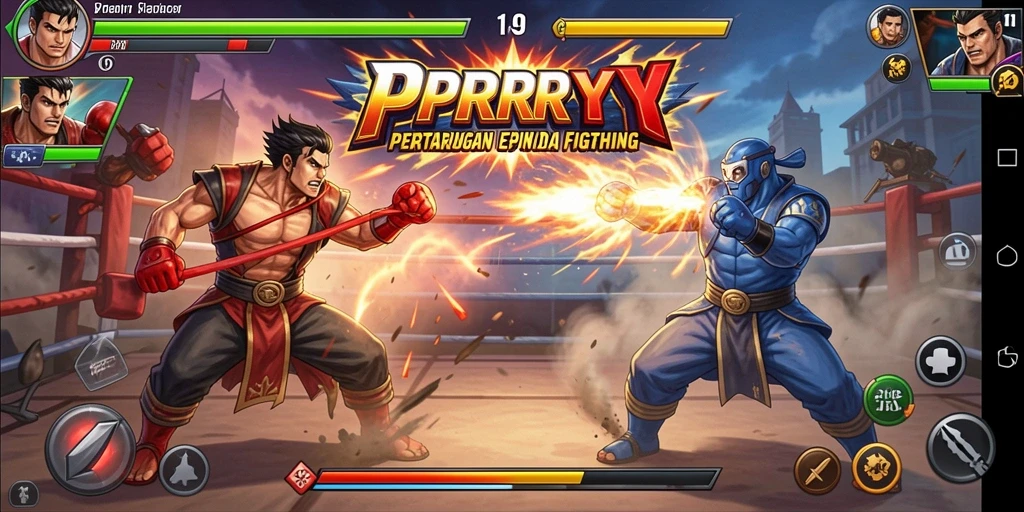 Screenshot gameplay <strong>PPRRYY</strong> menunjukkan pertarungan seru dengan efek visual menarik.