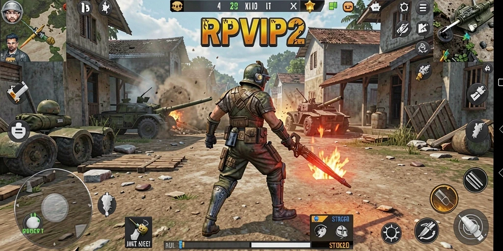 Screenshot gameplay RPVIP2 yang menampilkan pertarungan strategis.