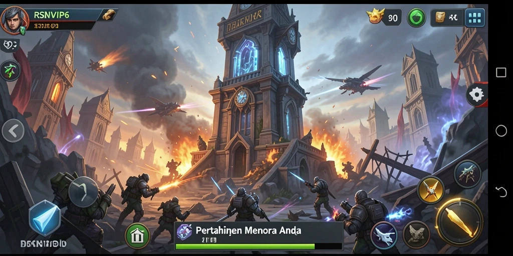 Tampilan gameplay menakjubkan RSNVIP6 dalam aksi Tower Defense.