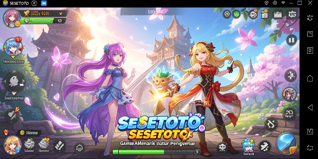 Tampilan gameplay SESETOTO dengan karakter Anime yang menarik.