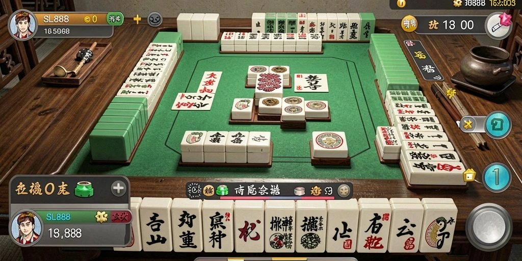 Gameplay seru SL888 menampilkan pertarungan strategi Mahjong.