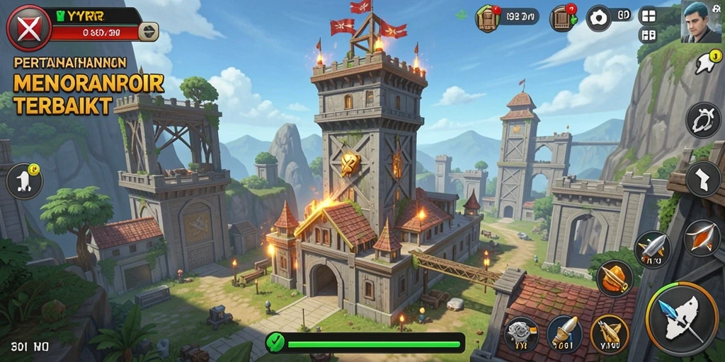 Screenshot gameplay YYRR menampilkan aksi seru Tower Defense.